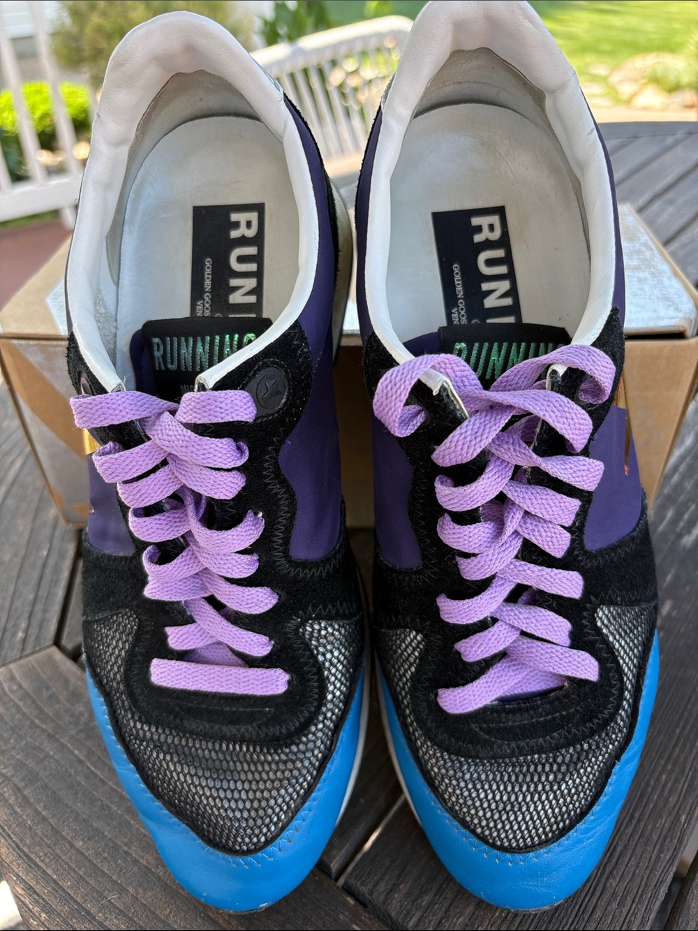Golden Goose Women's Purple, Blue & Gold Star Sneakers - Picture 3 of 10
